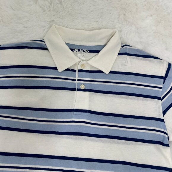 The Children’s Place Boys Blue & White Striped Polo Shirt - Picture 3 of 7